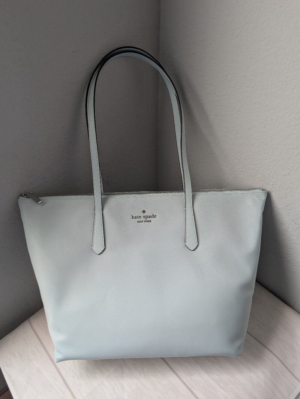 NWT Kate Spade KC455 Kitt Medium Nylon Tote in Crisp Sky